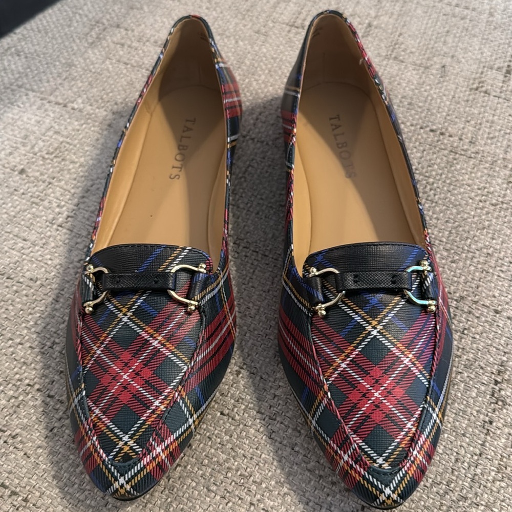 Talbots Leather Flat Pointed Toe Drivers in Plaid Size 6.5 - Picture 6 of 9